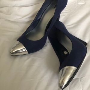 Blue heels silver tip
